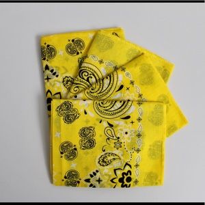 4 Yellow bandanas NWOT